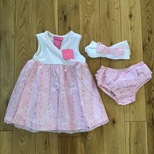 NWT Issac Mizrahi 3-6 month dress set